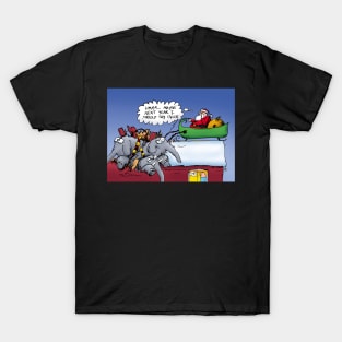 Santa And His Elephants Cartoon T-Shirt